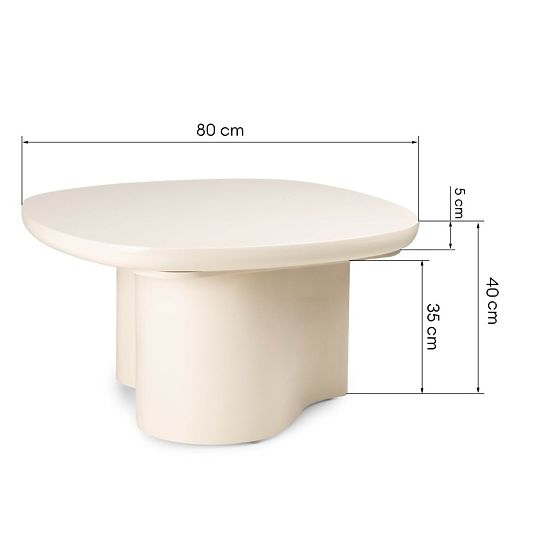 Table basse Puro 80 cm, beige clair, brillant