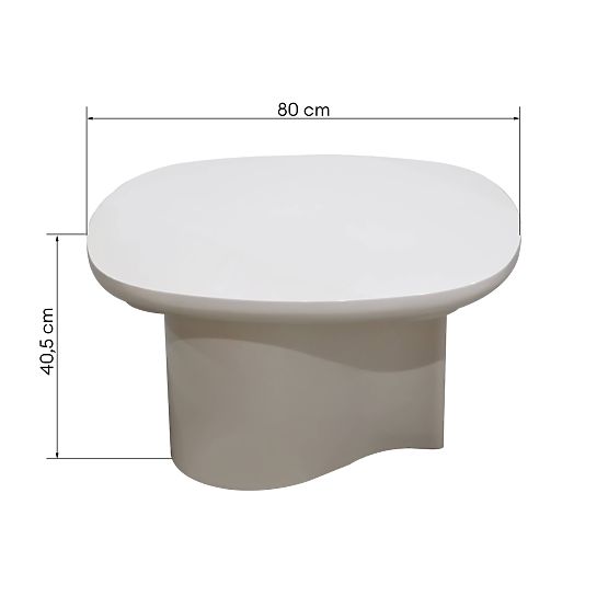 Table basse Puro 80 cm, beige clair, brillant