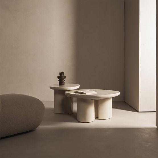 Table basse Puro 80 cm, beige clair, brillant