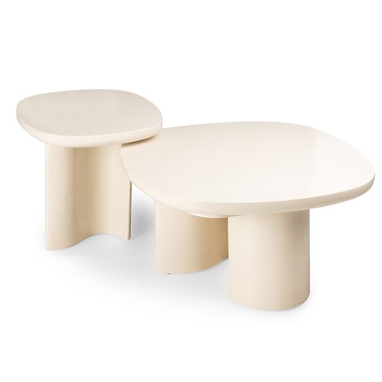 Table basse Puro 80 cm, beige clair, brillant