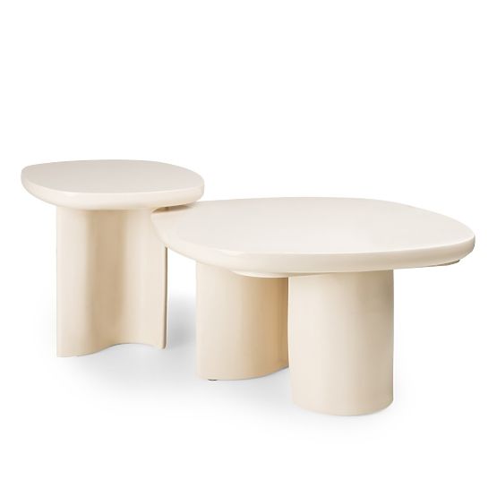 Table basse Puro 80 cm, beige clair, brillant