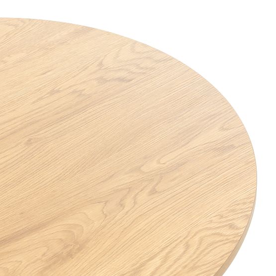 Table basse Remigio 80 cm, ronde avec lamelles, chêne