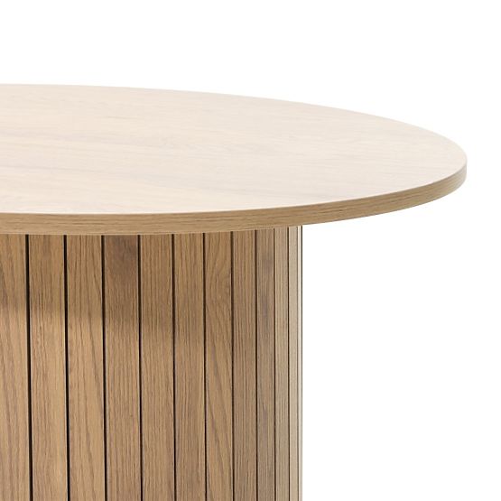 Table basse Remigio 80 cm, ronde avec lamelles, chêne