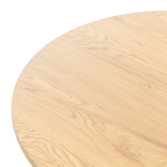 Table basse Remigio 80 cm, ronde avec lamelles, chêne