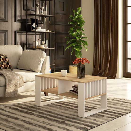 TABLE BASSE ROCKFORD CHÊNE SONOMA / BLANC