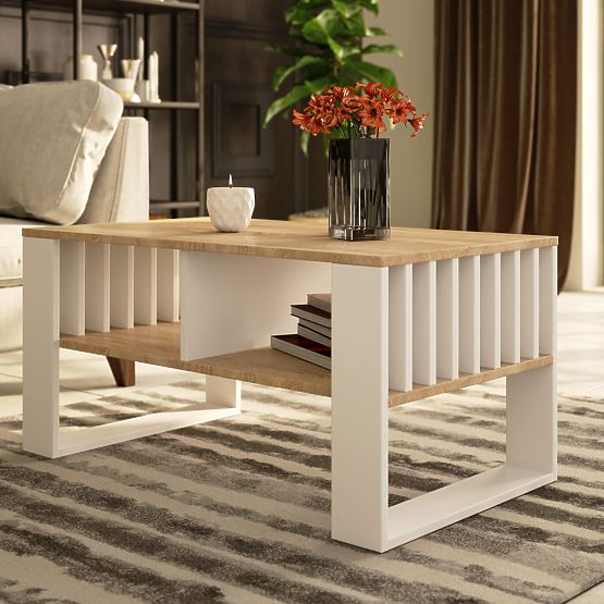 TABLE BASSE ROCKFORD CHÊNE SONOMA / BLANC