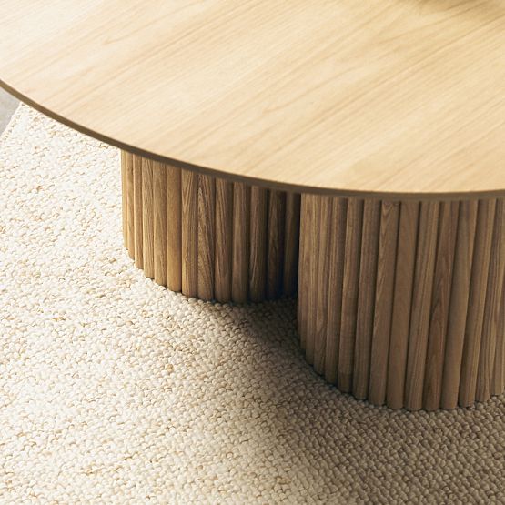 Table basse ronde Vesby 100 cm, chêne naturel, frêne, lames
