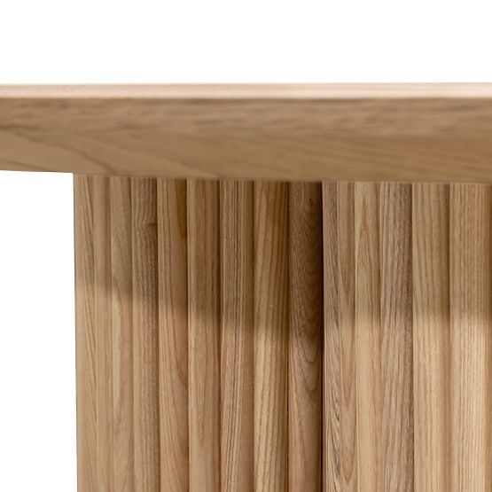 Table basse ronde Vesby 100 cm, chêne naturel, frêne, lames