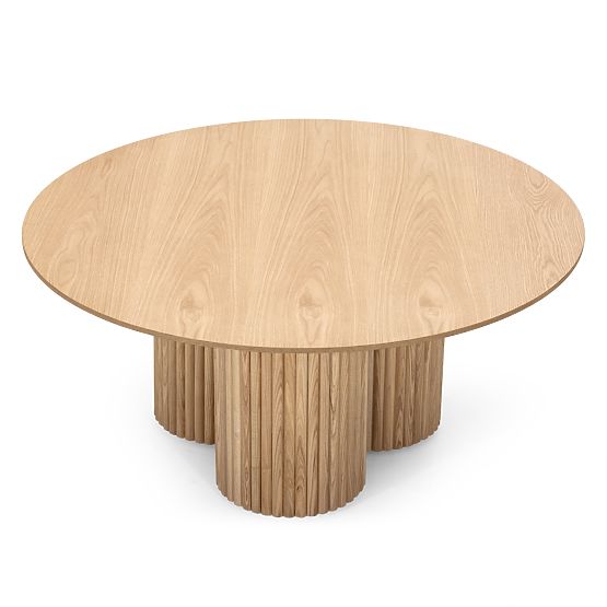 Table basse ronde Vesby 100 cm, chêne naturel, frêne, lames