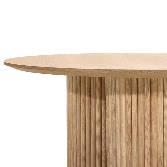 Table basse ronde Vesby 100 cm, chêne naturel, frêne, lames