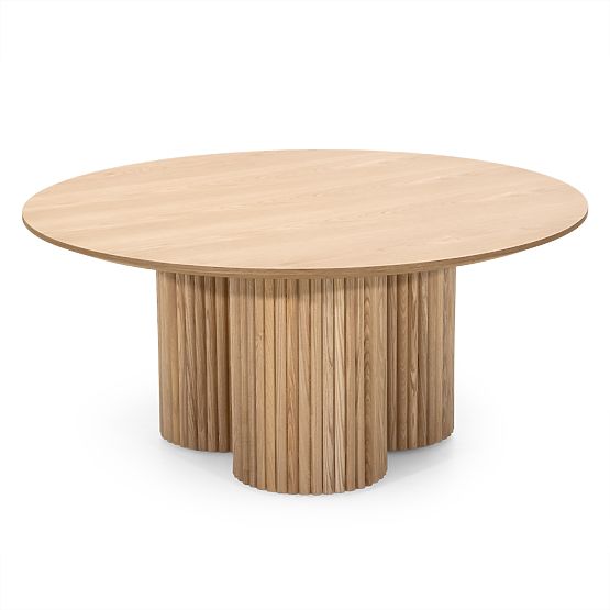 Table basse ronde Vesby 100 cm, chêne naturel, frêne, lames