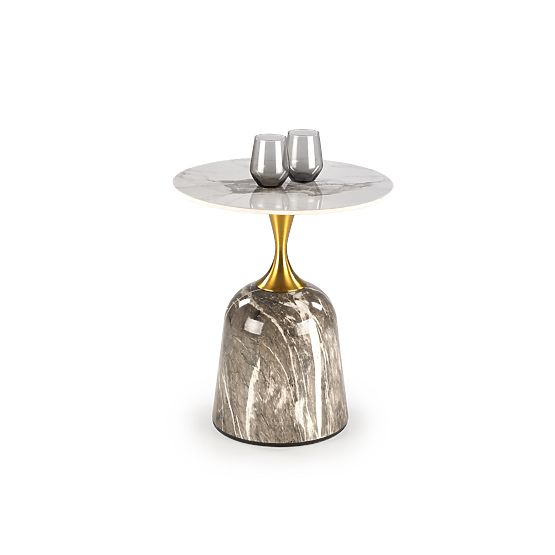 Table basse ROSA marbre blanc / marbre gris / or (2p=1ks)