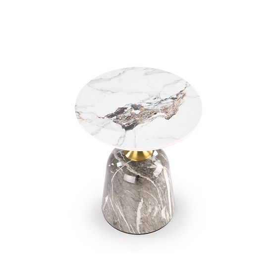 Table basse ROSA marbre blanc / marbre gris / or (2p=1ks)