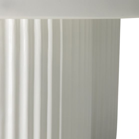 Table basse Salerno 45 cm, ronde, blanche, avec rainures