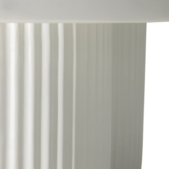 Table basse Salerno 70 cm, ronde, blanche, rainurée