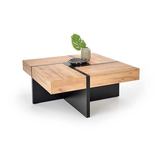 Table basse SEVILLA plateau : chêne craft, pieds : noir (3p=1pc)