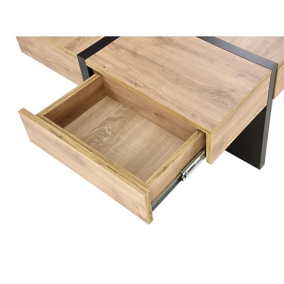 Table basse SEVILLA S plateau : chêne craft, pieds : noir