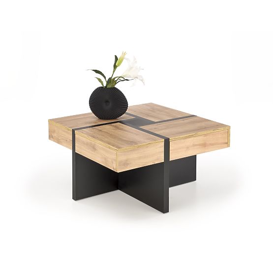 Table basse SEVILLA S plateau : chêne craft, pieds : noir