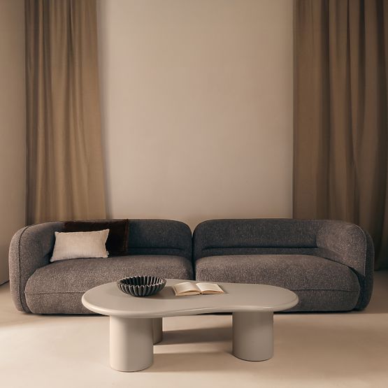 Table basse Sucre beige foncé, mat, forme arrondie