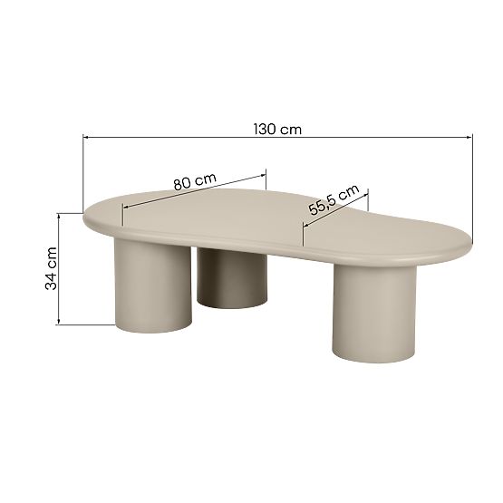 Table basse Sucre beige foncé, mat, forme arrondie