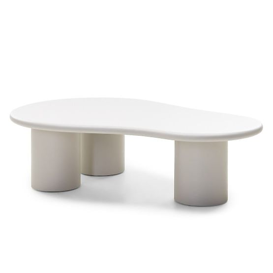 Table basse Sucre gris-beige, mat, formes arrondies