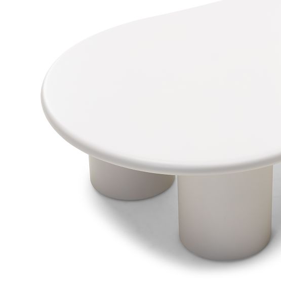 Table basse Sucre gris-beige, mat, formes arrondies