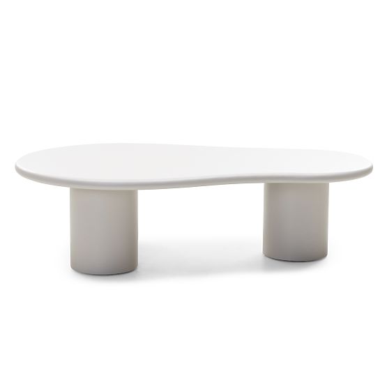 Table basse Sucre gris-beige, mat, formes arrondies
