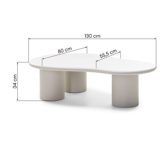 Table basse Sucre gris-beige, mat, formes arrondies