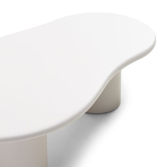 Table basse Sucre gris-beige, mat, formes arrondies