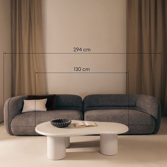 Table basse Sucre gris-beige, mat, formes arrondies
