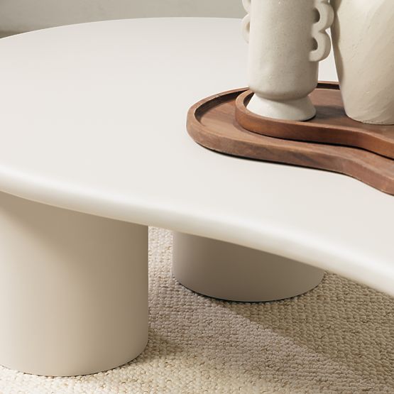 Table basse Sucre gris-beige, mat, formes arrondies