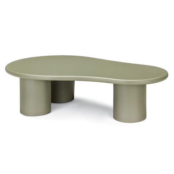 Table basse Sucre olive, mat, formes arrondies