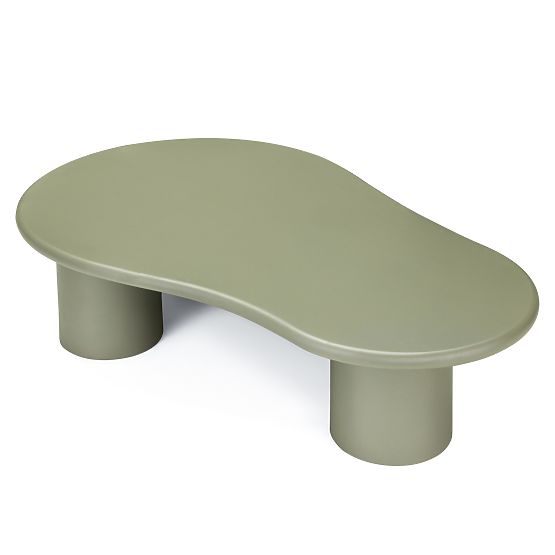 Table basse Sucre olive, mat, formes arrondies