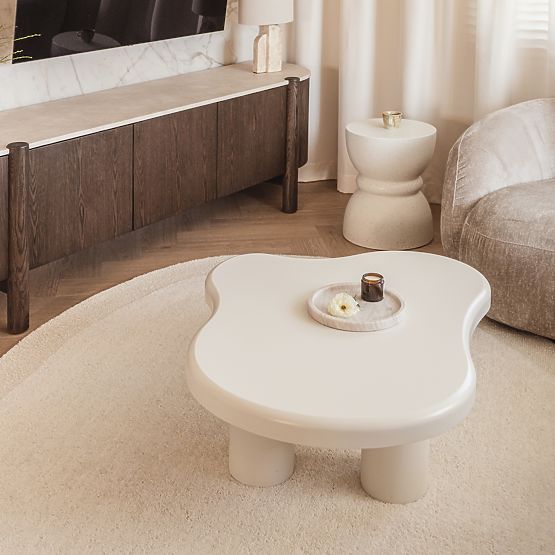 Table basse Vercelli 100 cm, blanc