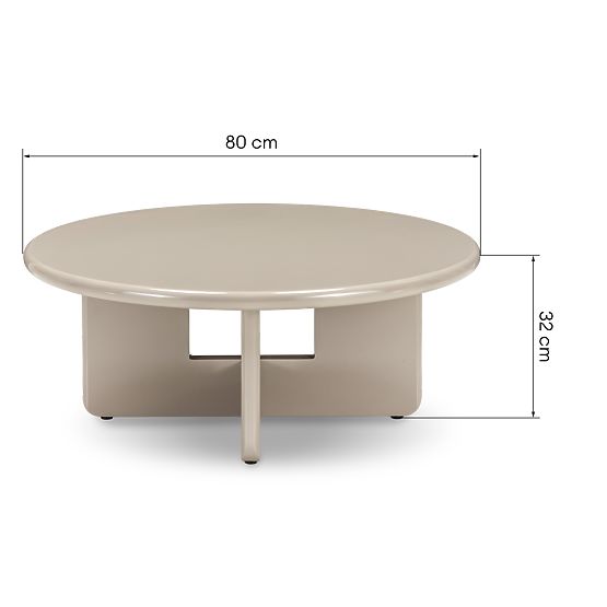 Table basse Vinto 80 cm, beige, brillant
