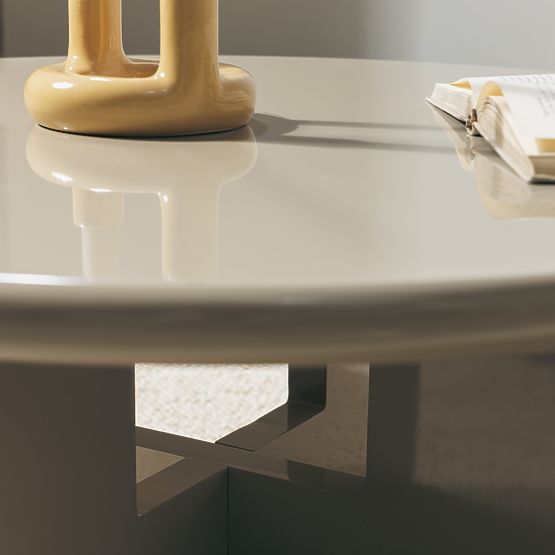 Table basse Vinto 80 cm, beige, brillant