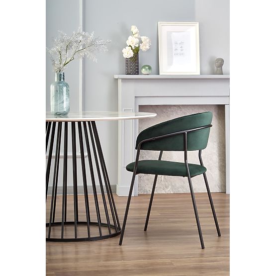 Table BRODWAY plateau - marbre blanc, pied - noir