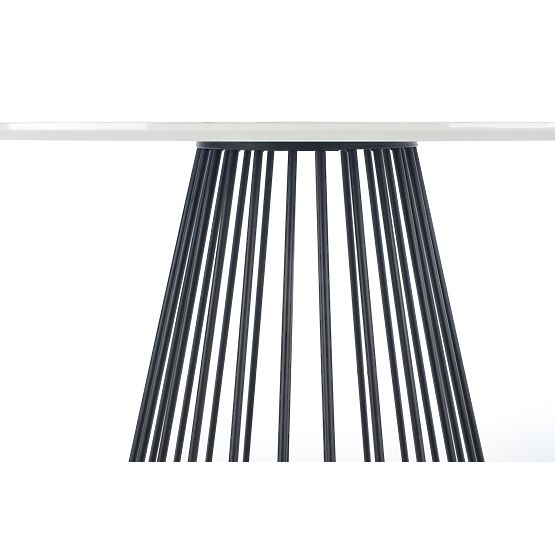 Table BRODWAY plateau - marbre blanc, pied - noir