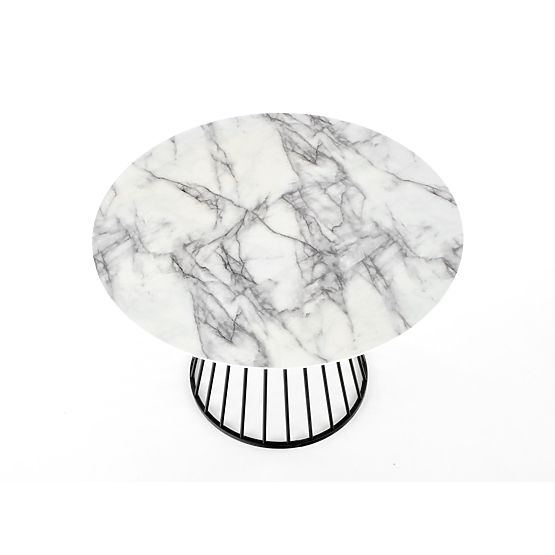 Table BRODWAY plateau - marbre blanc, pied - noir