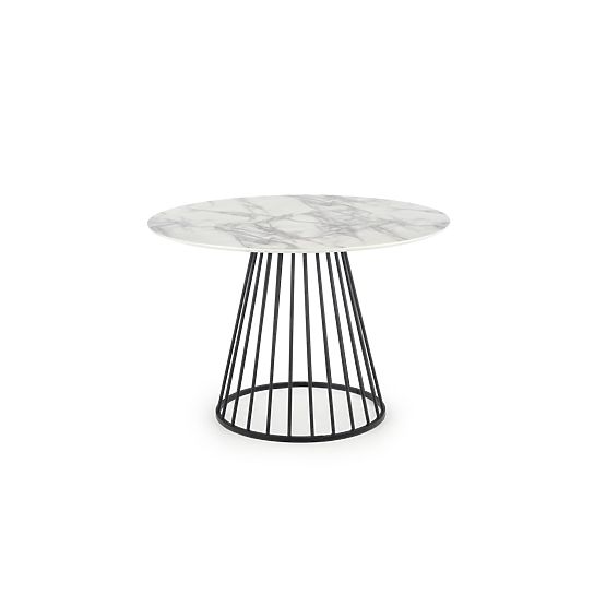 Table BRODWAY plateau - marbre blanc, pied - noir