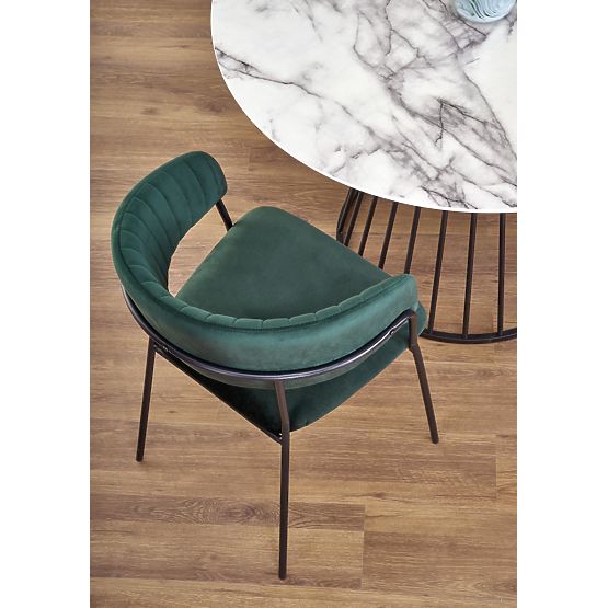 Table BRODWAY plateau - marbre blanc, pied - noir