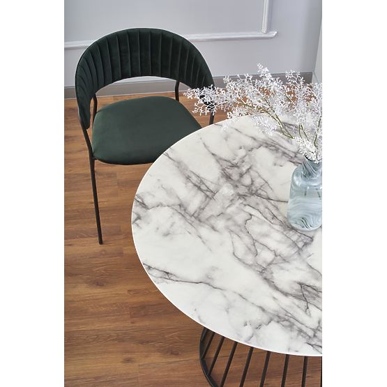 Table BRODWAY plateau - marbre blanc, pied - noir