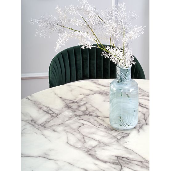 Table BRODWAY plateau - marbre blanc, pied - noir