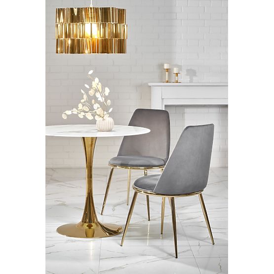Table CASEMIRO plateau - marbre blanc, pied - doré (2p=1ks)