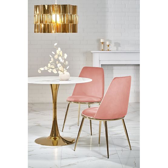 Table CASEMIRO plateau - marbre blanc, pied - doré (2p=1ks)