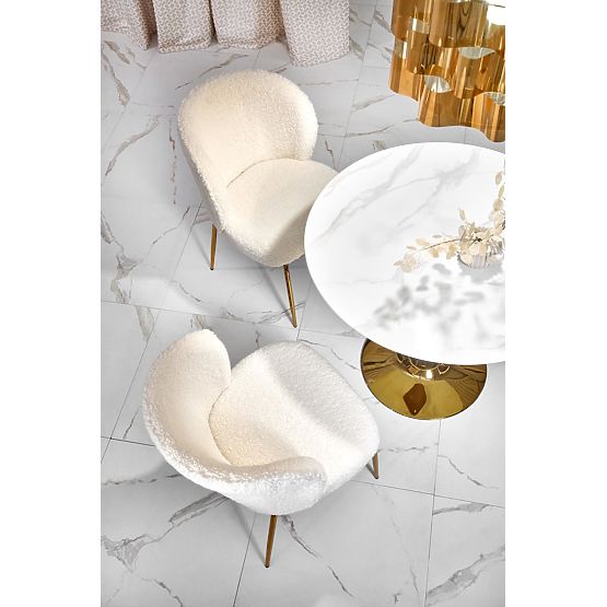 Table CASEMIRO plateau - marbre blanc, pied - doré (2p=1ks)