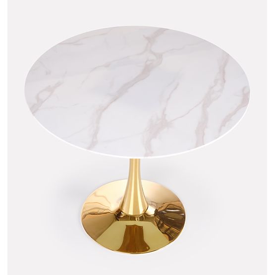 Table CASEMIRO plateau - marbre blanc, pied - doré (2p=1ks)