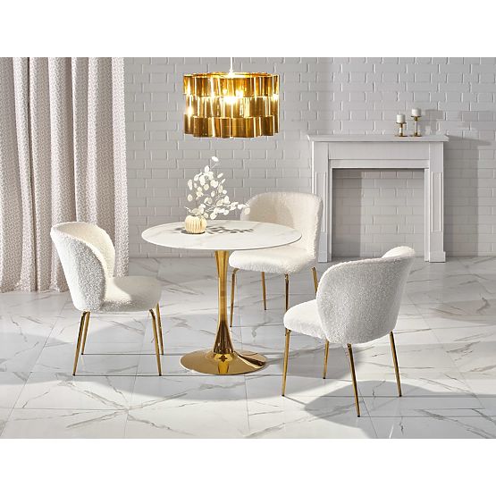 Table CASEMIRO plateau - marbre blanc, pied - doré (2p=1ks)