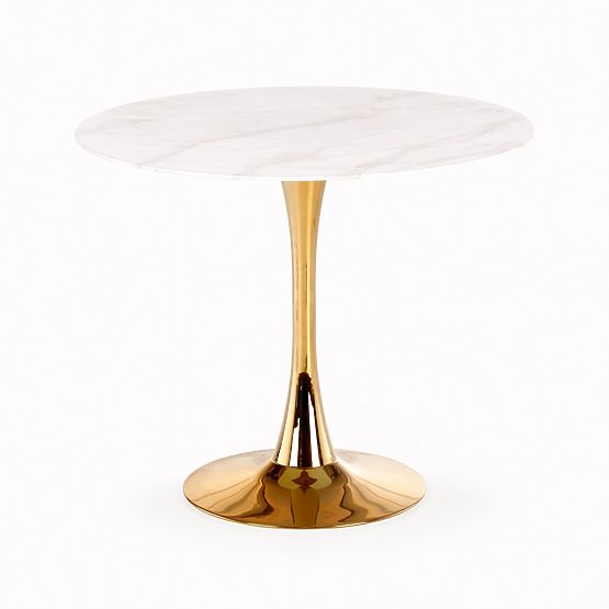 Table CASEMIRO plateau - marbre blanc, pied - doré (2p=1ks)