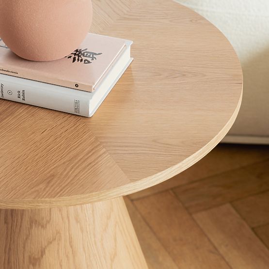 Table d'appoint Abisko, 60 cm, rond, placage de chêne naturel